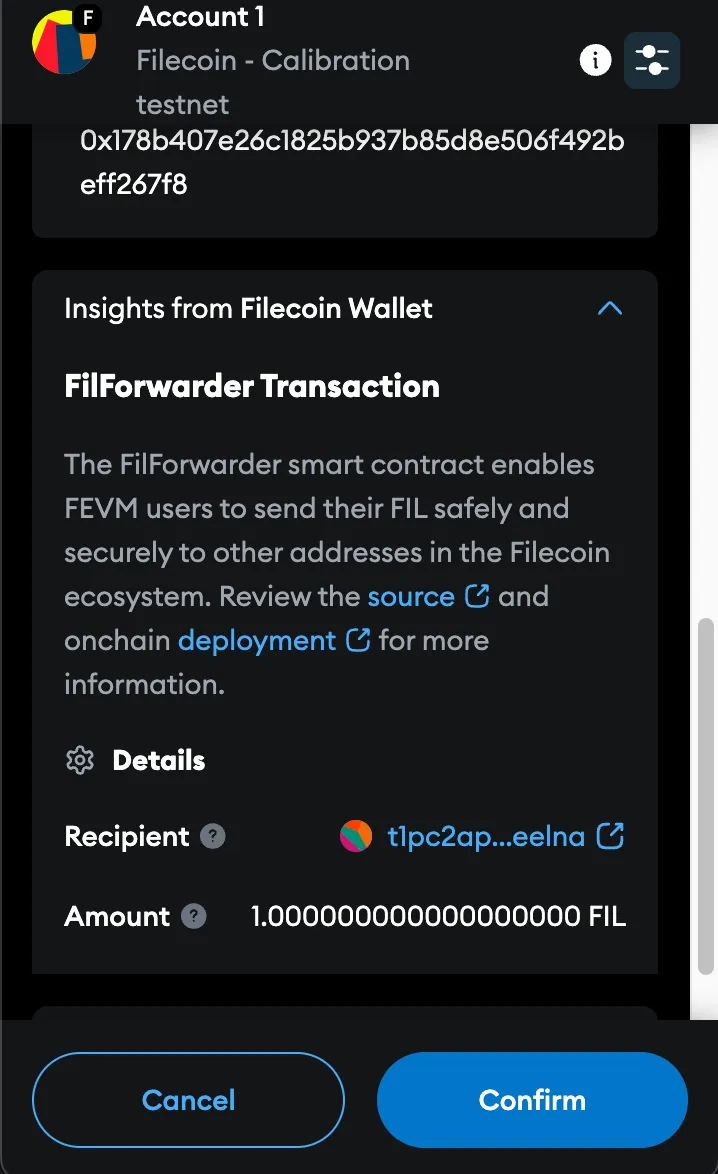 Transaction Insights for FilForwarder calls